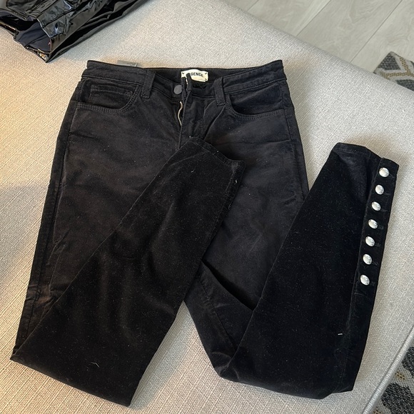L’Agence Velvet Skinny Jeans with Silver Buttons - Picture 1 of 2
